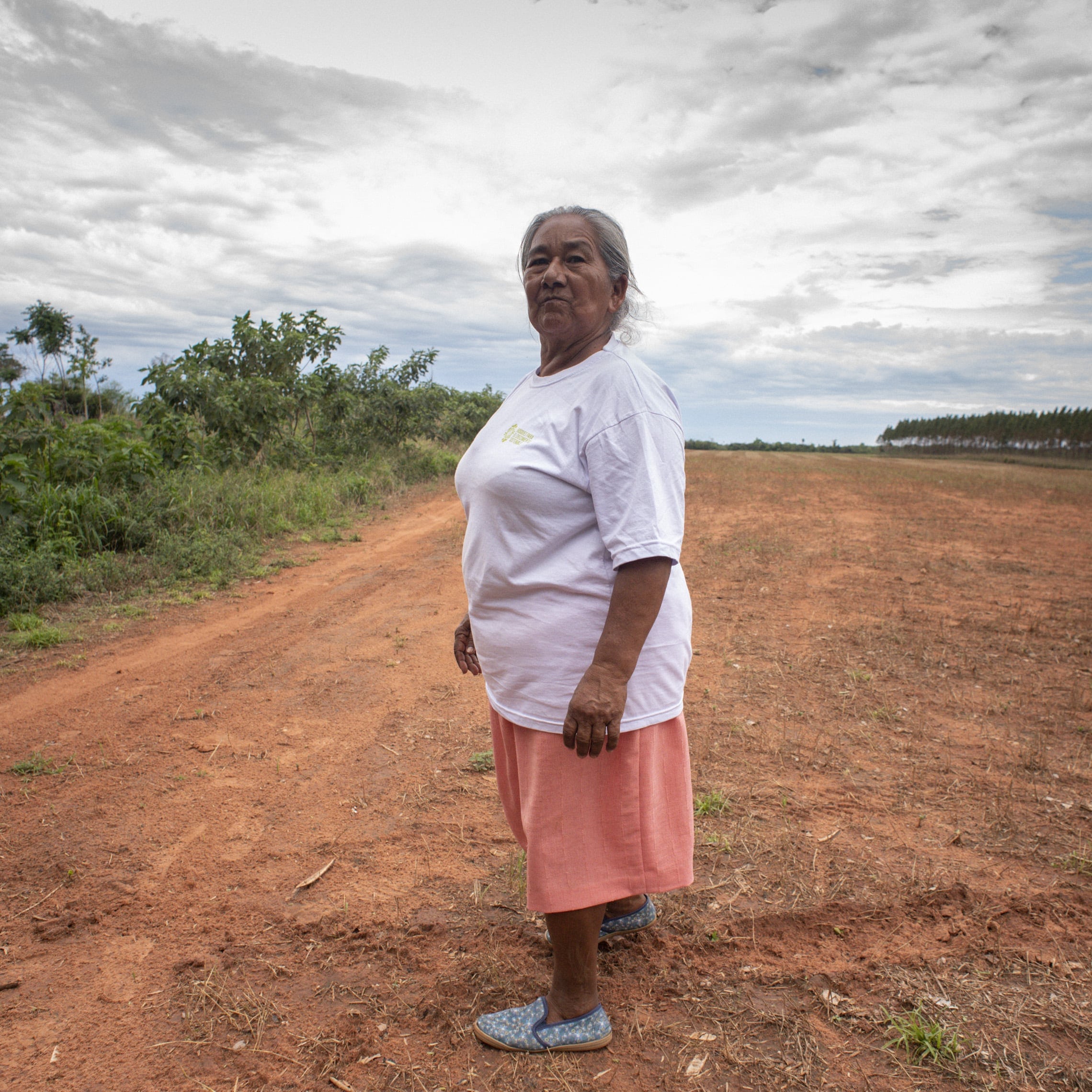 Estelvina Medina Mujer campesina, madre, defensora del medioambiente, productora orgánica de sésamo y chía. Estelvina, que es parte de la Coordinadora Departamental de Mujeres San Pedro, nombró a esta foto como "Nuestra tierra como medio de Vida".